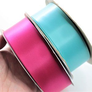 Double side satin ribbon Fuchsia, Navajo Turquoise
